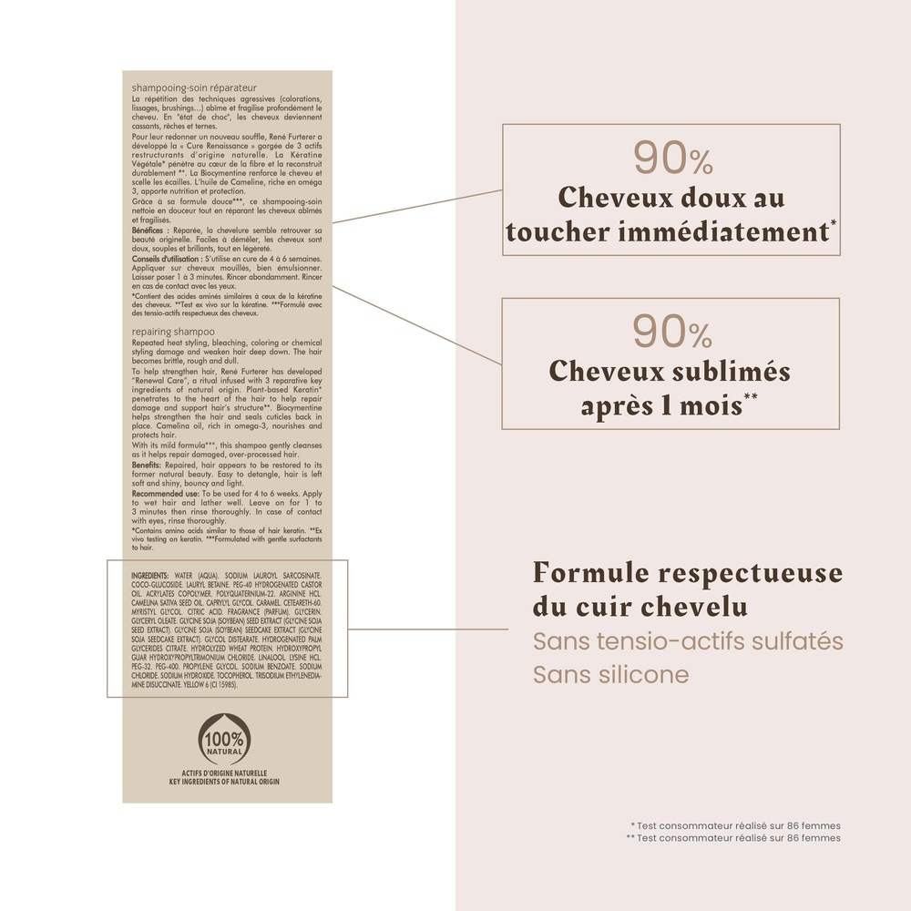 Furterer Absolue Keratine - soin réparateur sanssulfates à la Kératine Végétale Shampoing