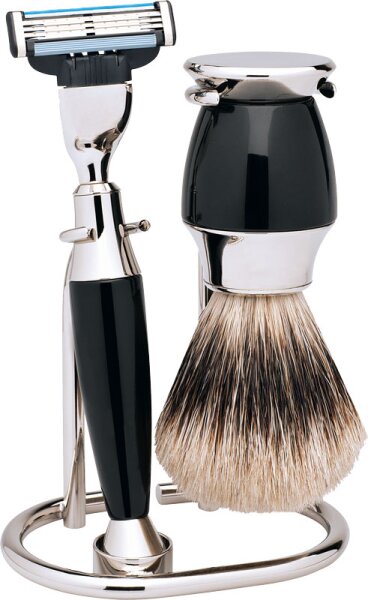 Erbe Solingen 3-teilig schwarz/silber - Gillette Mach 3 Rasierset