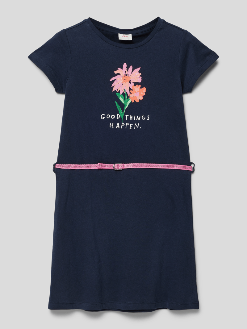 Kleid mit Motiv-Print in marineblau