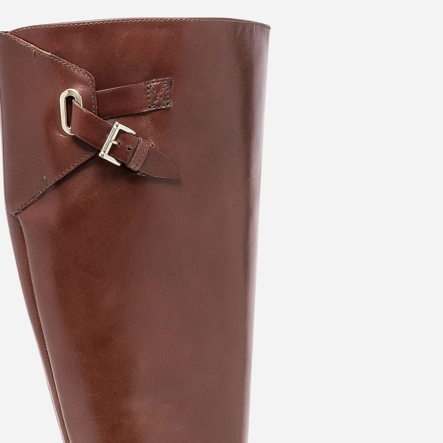 Botte cognac en cuir pour mollet large