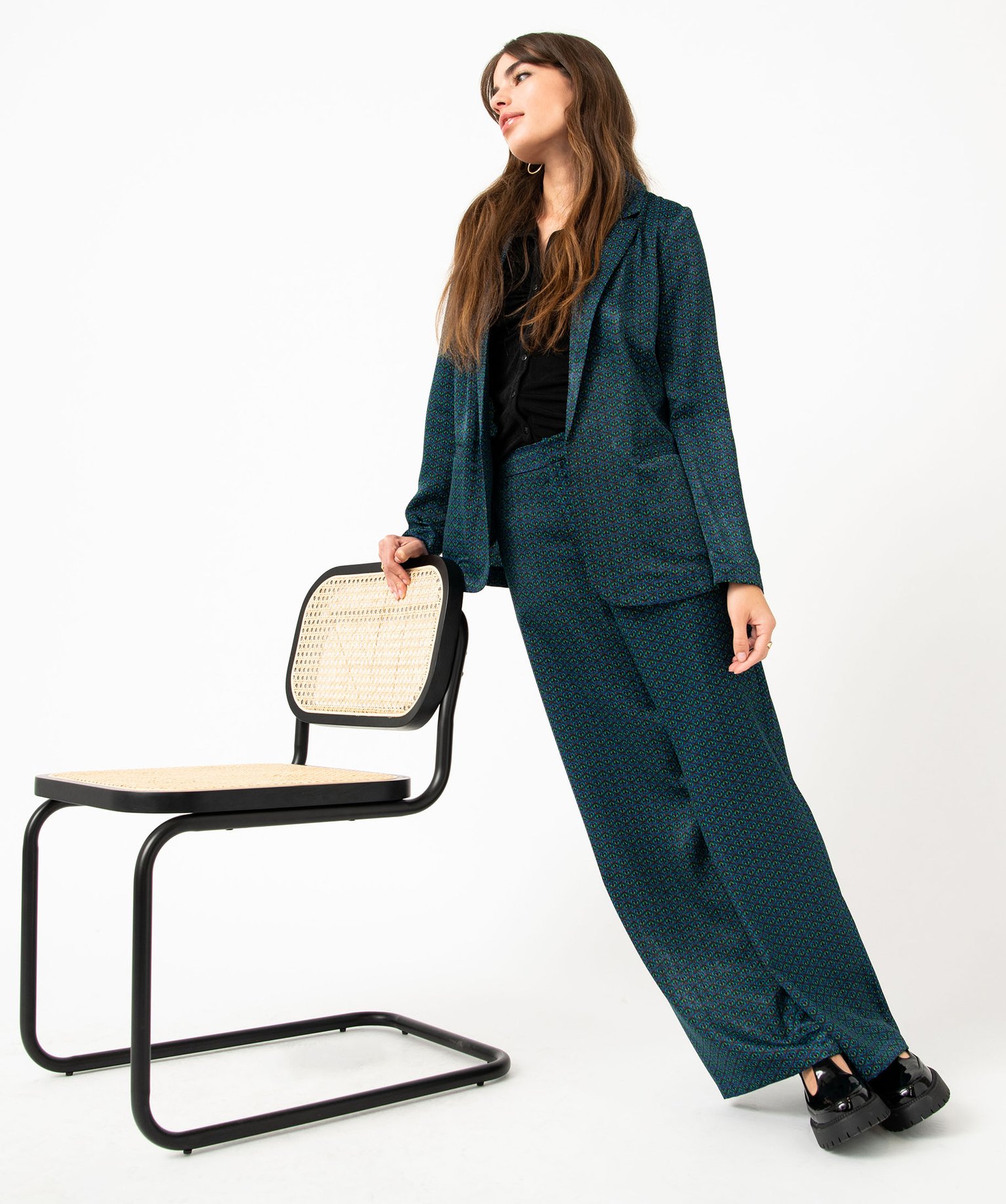 Veste blazer femme imprimée en matière satinée imprime | GEMO