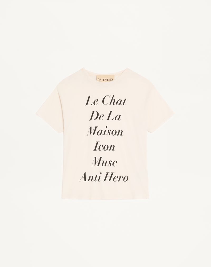 Valentino Bomuld T-shirt med Le Chat De La Maison Icon Muse Anti Hero Print