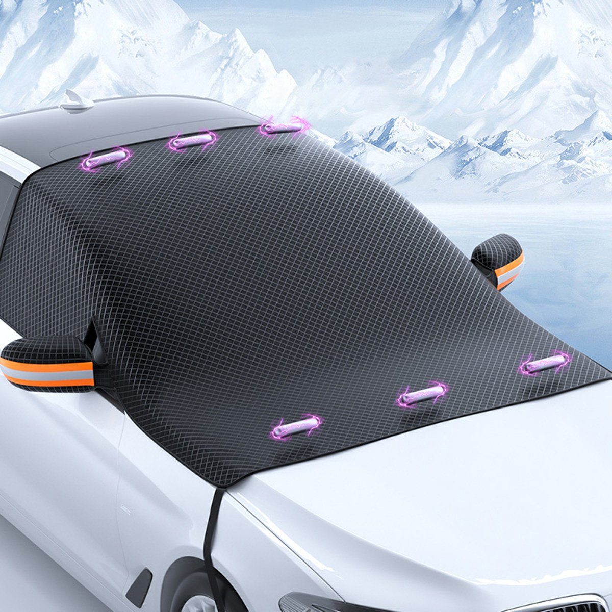 götäzer Autosonnenschutz Frostschutzmittel für die Windschutzscheibe, Wind- und Schneeschutz, (1-St), Ohrenschützer mit Rückspiegel, Halbschützer, Winter-Autozubehör