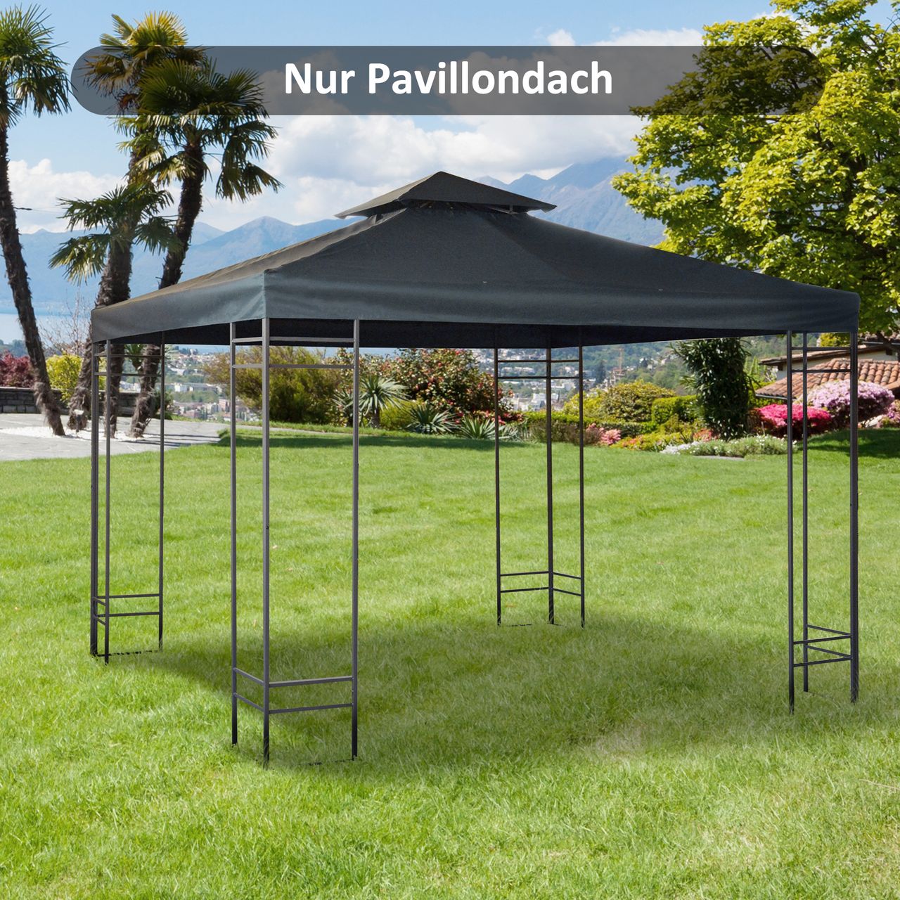 Outsunny Ersatzdach für Metall-Gartenpavillon Partyzelt Pavillon Gartenzelt Dach 3x3