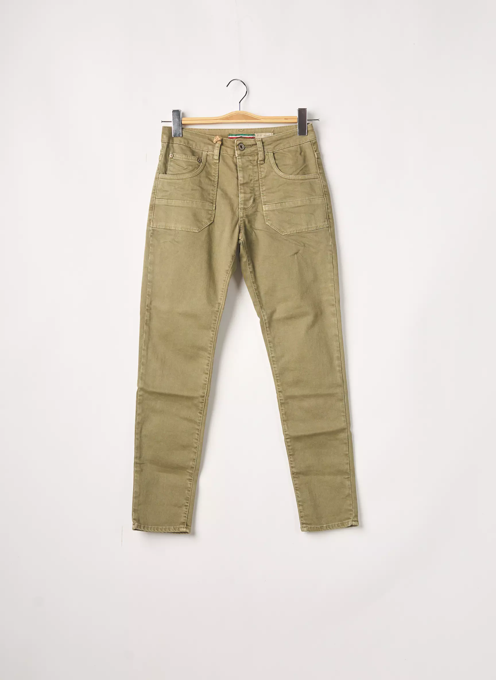 Please Pantalons Slim Femme couleur vert