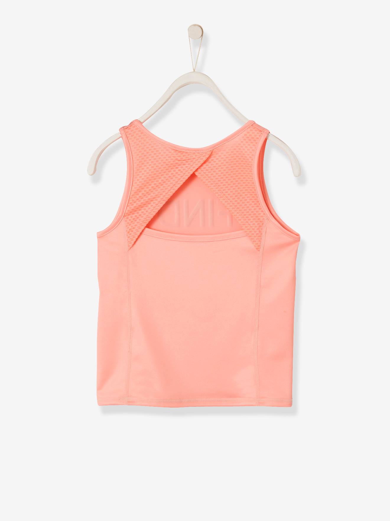 Débardeur sport fille inscription irisée rose clair