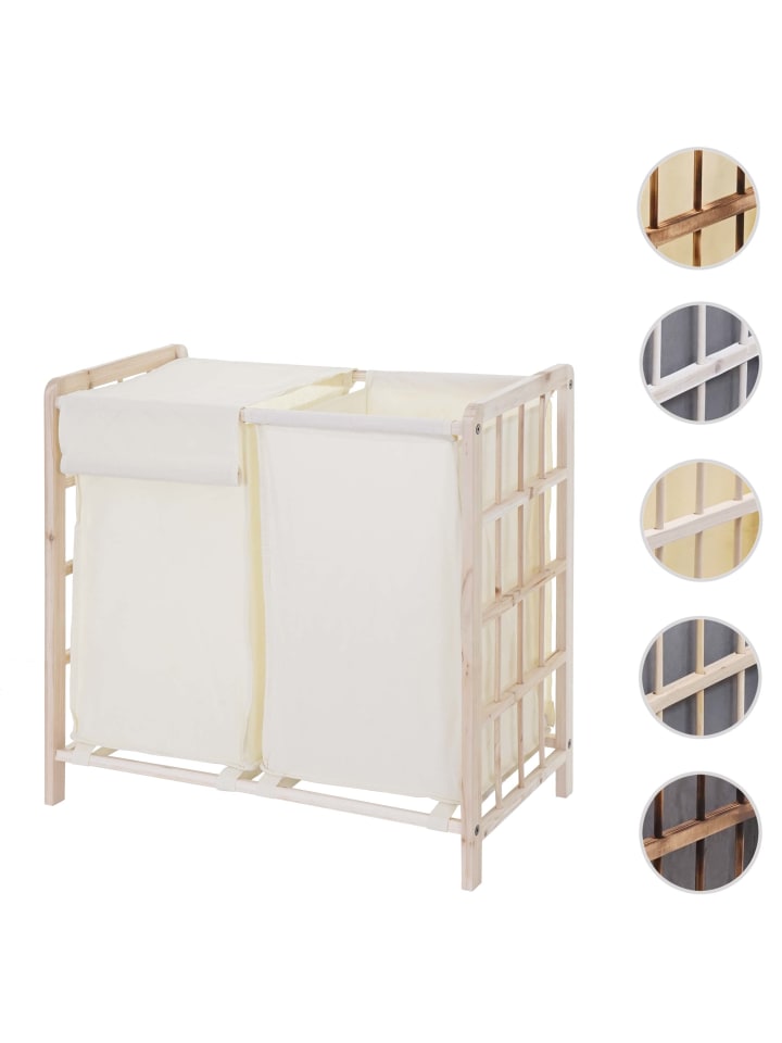 MCW Wäschesammler B60 mit 2x Wäschesack, Hellbraun, Bezug creme günstig kaufen onesize