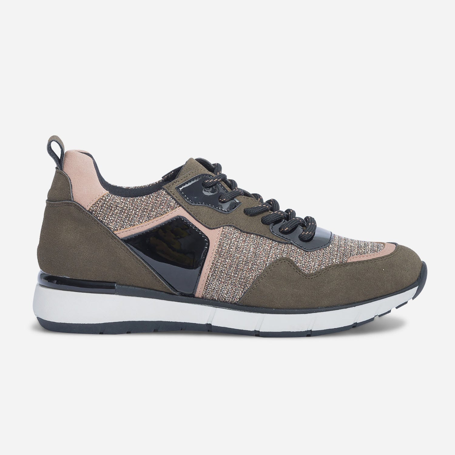Sneakers TEXTO kaki, beige, noir et cuivré