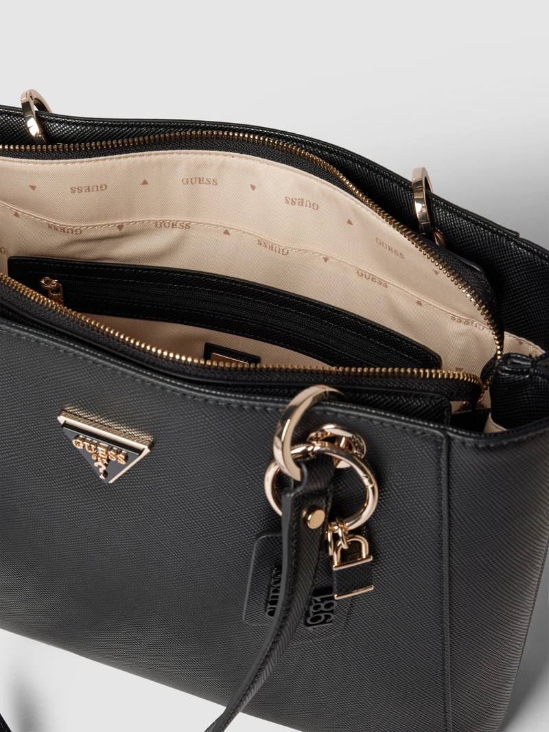 Tote Bag mit Label-Applikation Modell 'NOELLE' in schwarz