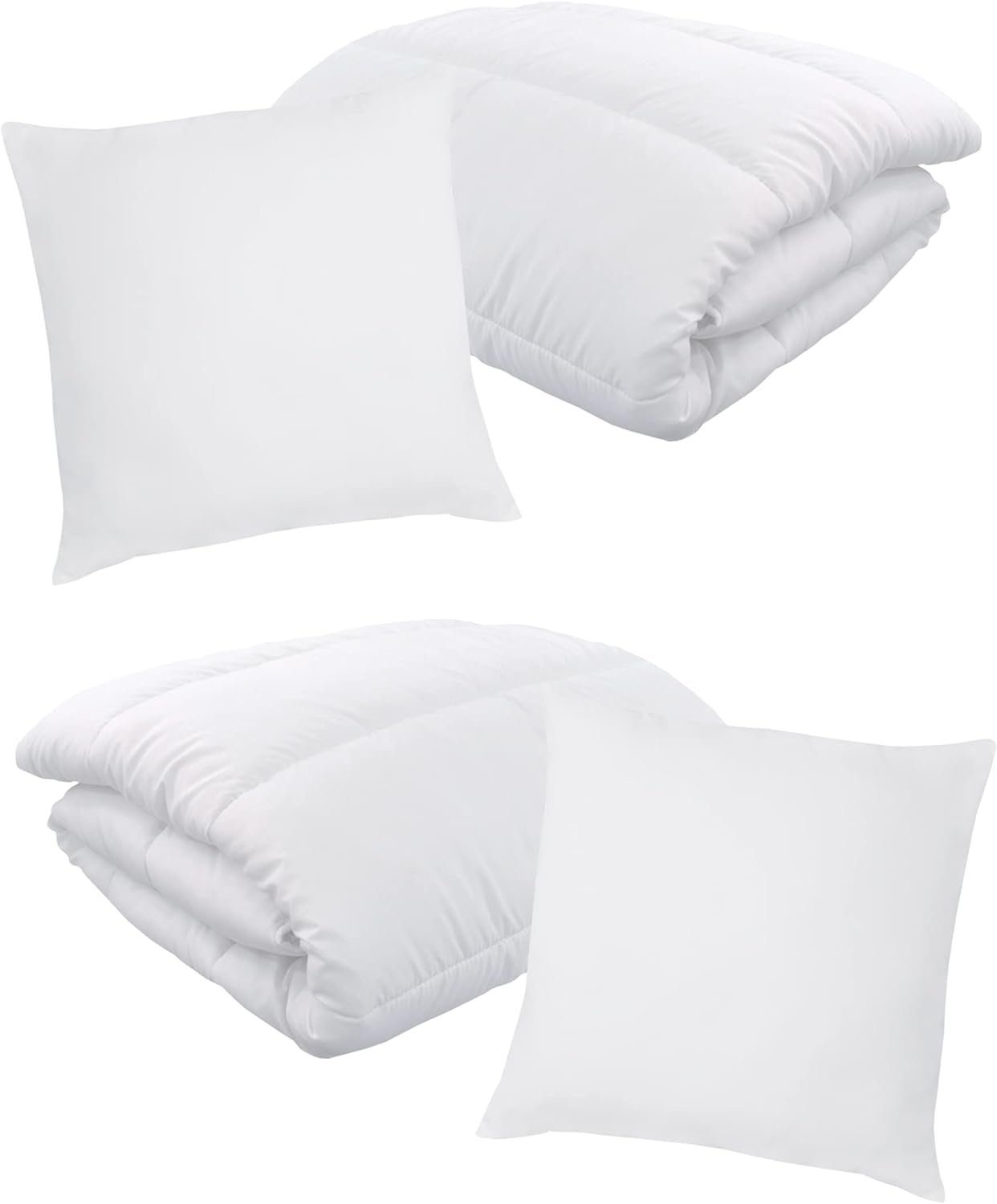 Steppbett + Kopfkissen, Winter-Bettenset 4-teilig – Bettdecke 135x200 cm + Kopfkissen 80x80 cm, DILUMA, Bettdecke und Kissen Set - Winterbettdecken Set mit Kissen 135x200