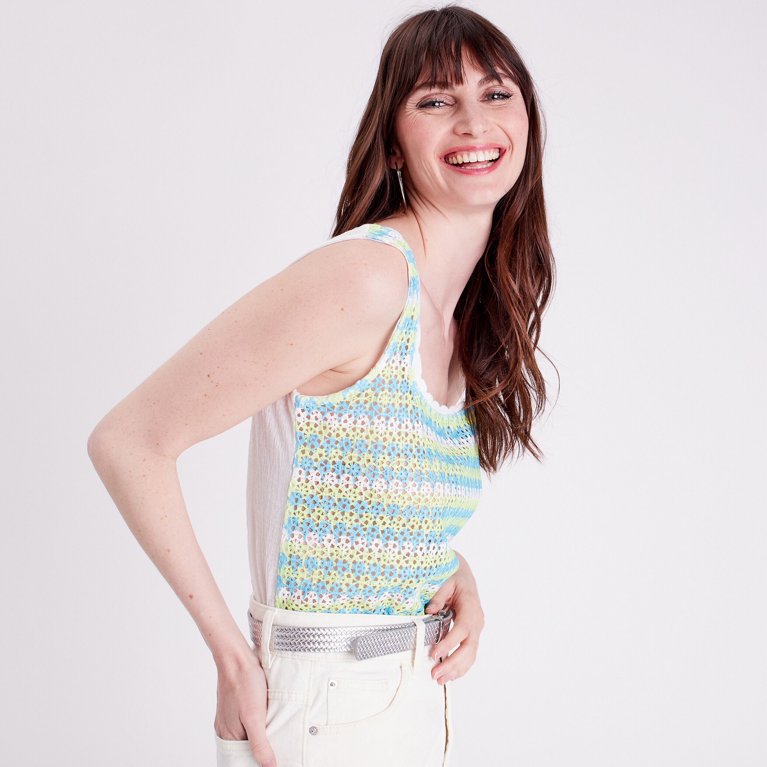 Débardeur crochet vert fluo femme | Cache Cache