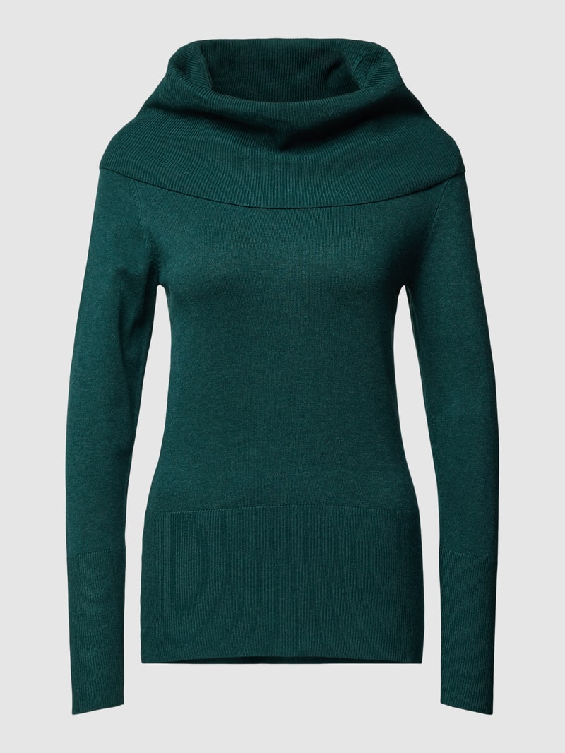Strickpullover mit Schalkragen Modell 'Dollie' in smaragdgrün