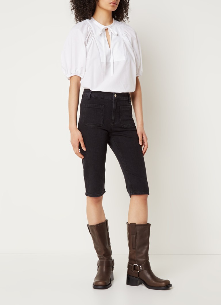 Pantaloni scurți din denim Ron cu talie înaltă și croială mulată de la Ba&sh