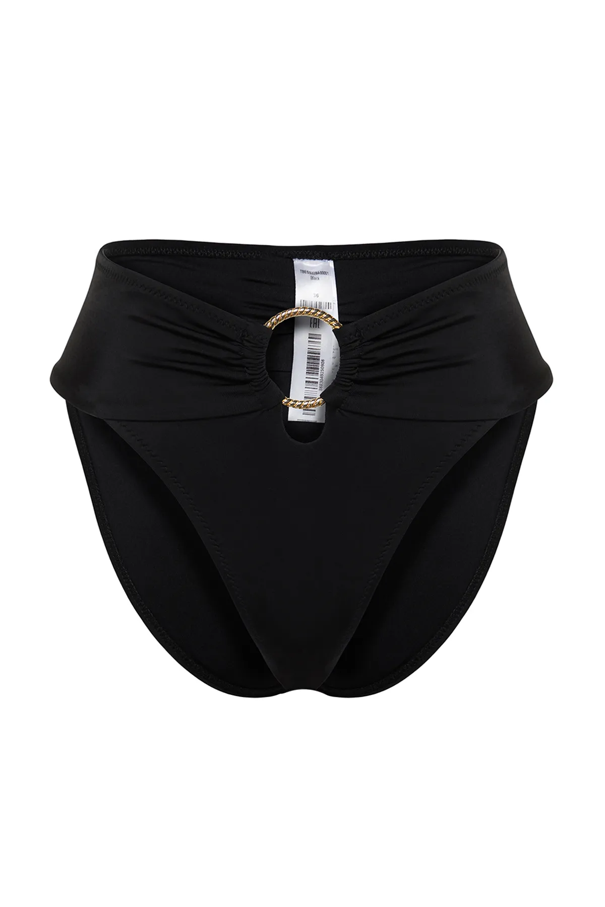 Trendyol Collection  Normale Bikinihose mit hoher Taille und hohem Beinausschnitt und schwarzen Accessoires TBESS22BA00001