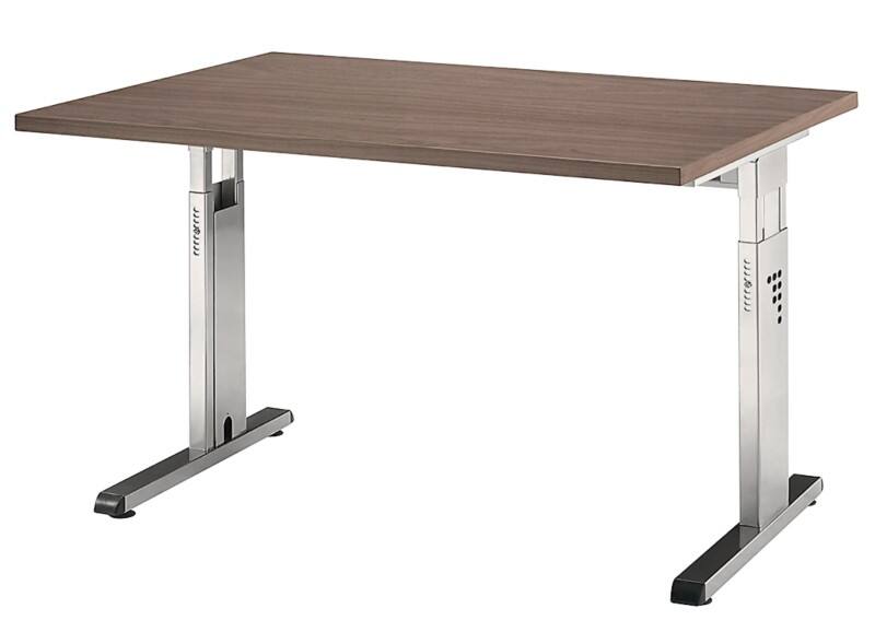 Hammerbacher Matrix Höhenverstellbar Schreibtisch Rechteckig Walnuss Aluminium, Holz, Kunststoff, Spanplatte C-Fuß 1.200 x 800 x 850 mm