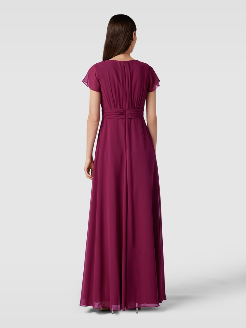 Abendkleid in Wickel-Optik in kirschrot