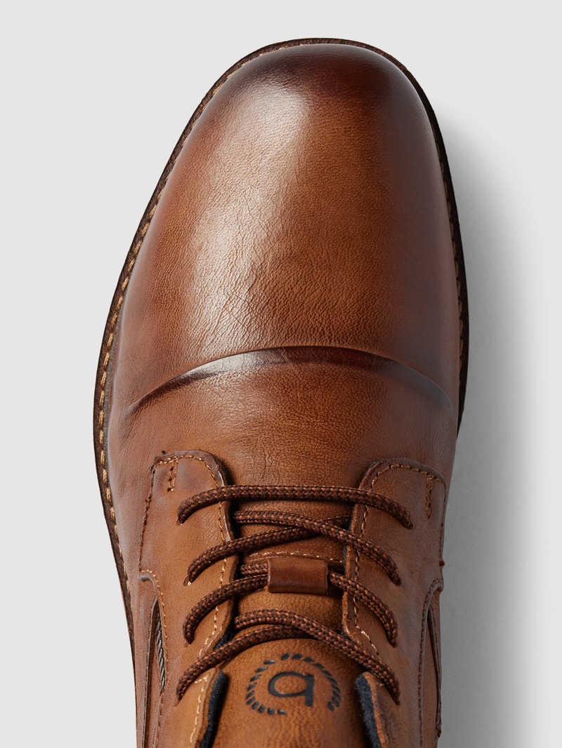 Schnürboots mit Label-Details Modell 'Vittore' in cognac