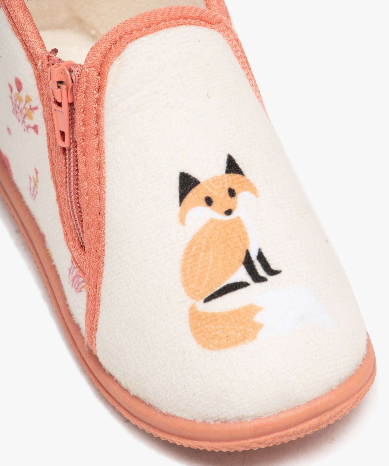 Chaussons bébé fille bottillons à zip imprimés renard rose | GEMO