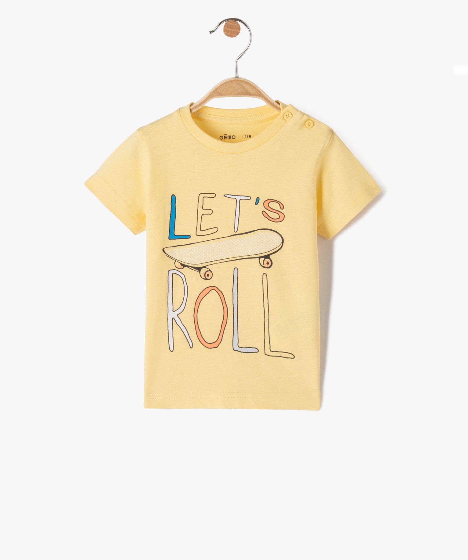Tee-shirt bébé Garçon à manches courtes à motif skate jaune | GEMO