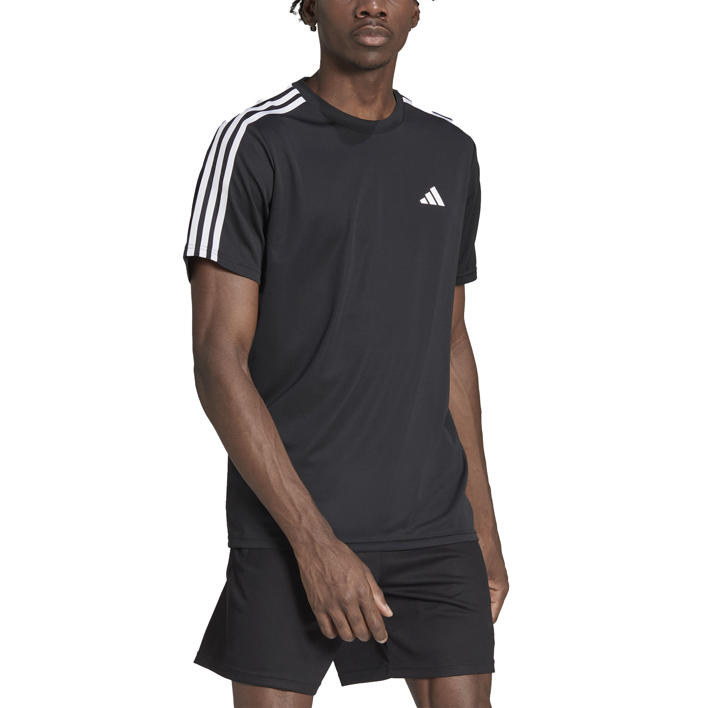 Essentials Train 3-Stripes Training T-Shirt Herren - Schwarz, Weiß