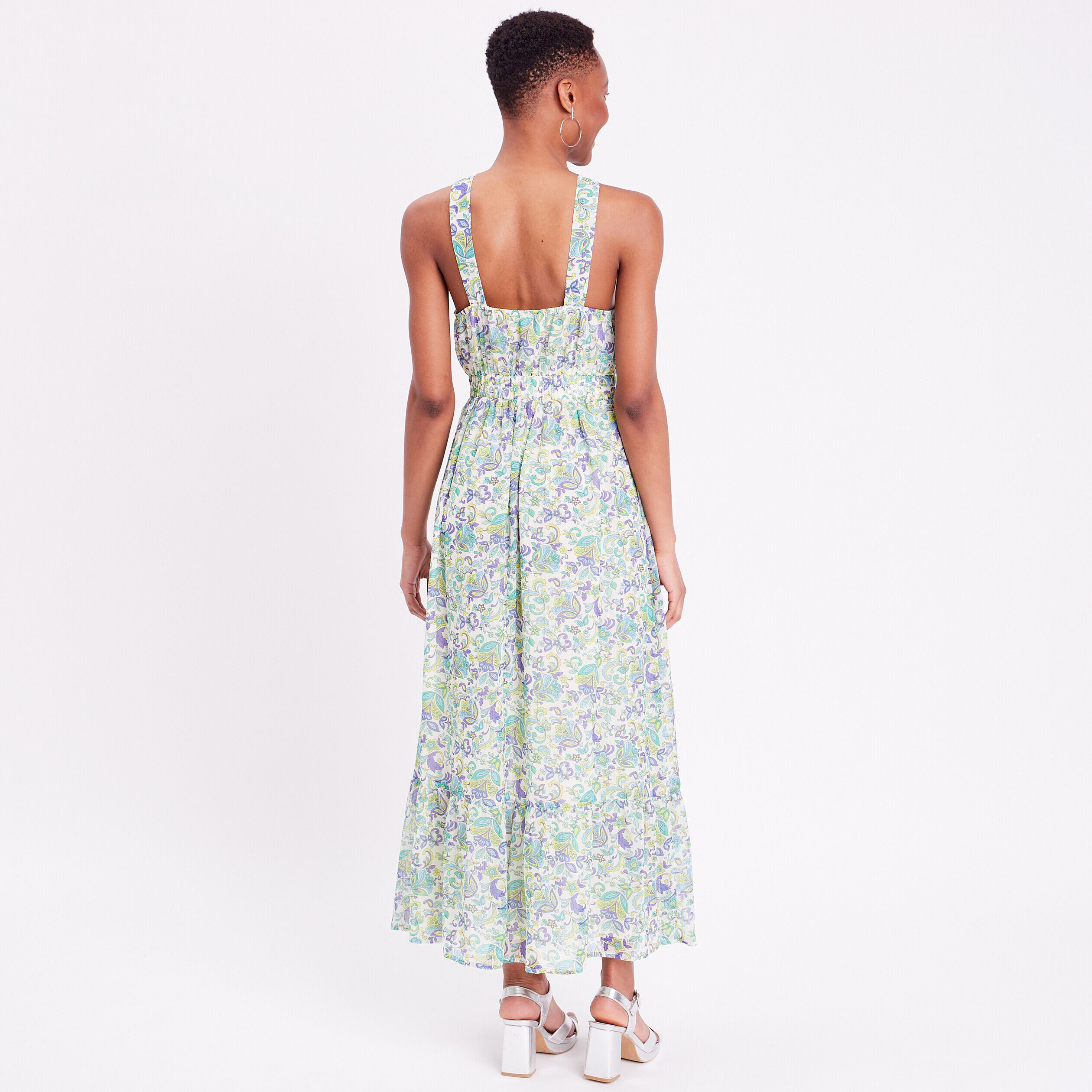 Robe longue évasée bretelles beige femme | Cache Cache