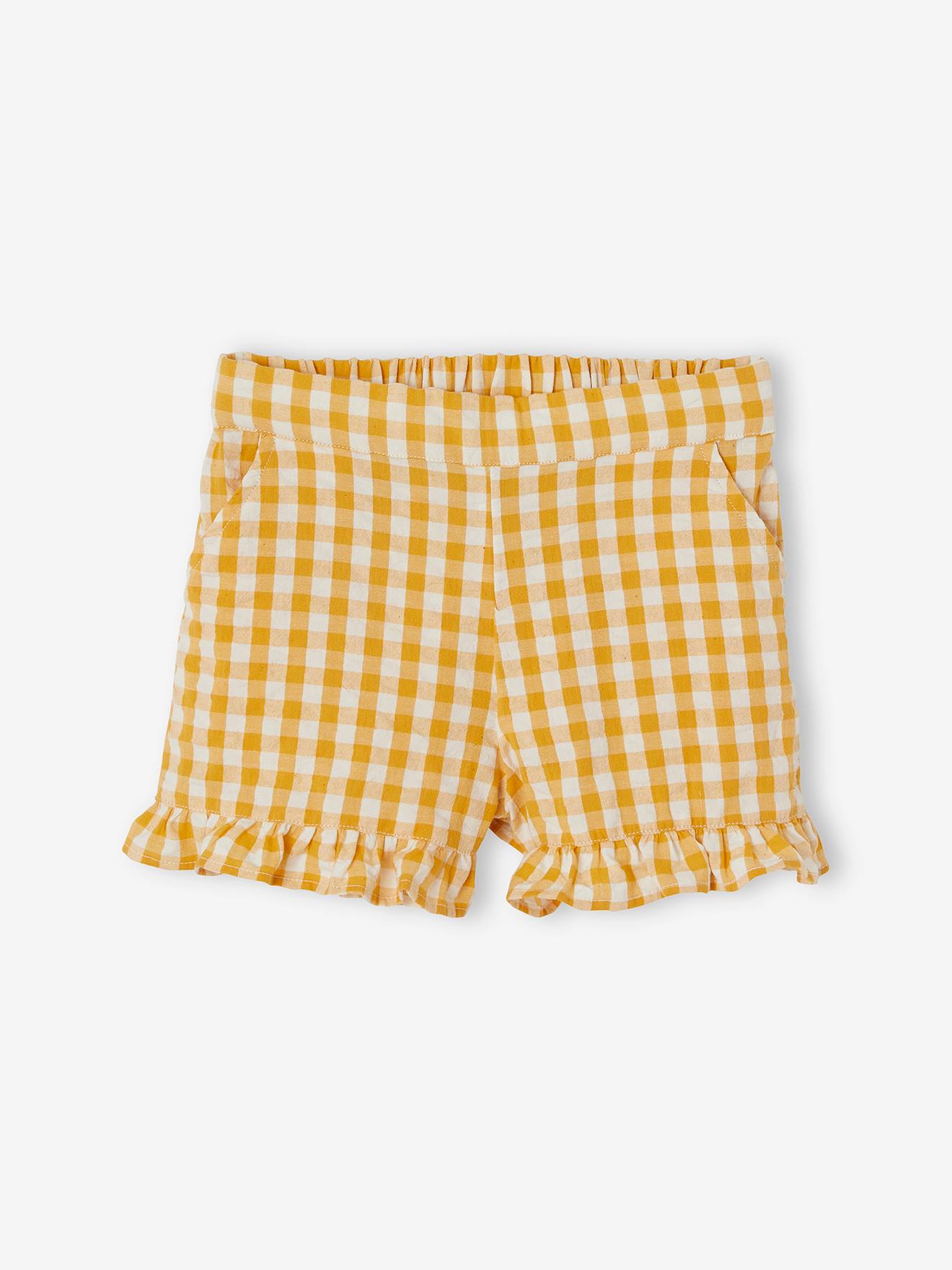 Ensemble tee-shirt et short vichy fille ivoire