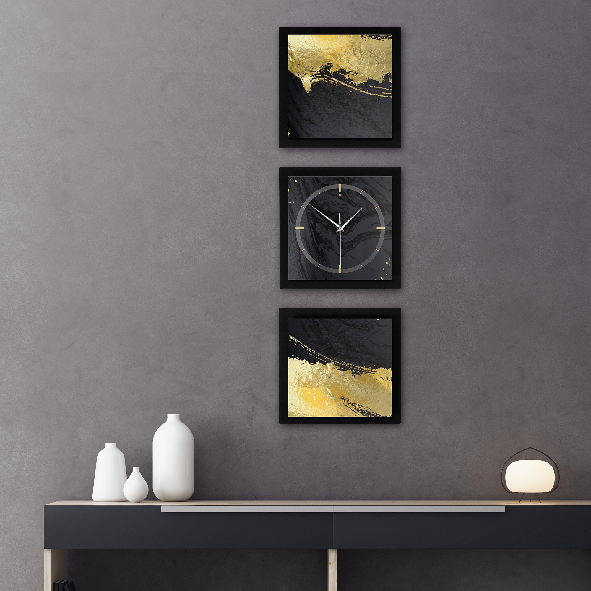 Kreative Feder Wanduhr Golden Paint (ohne Ticken; Funk- oder Quarzuhrwerk; elegant, außergewöhnlich, modern)
