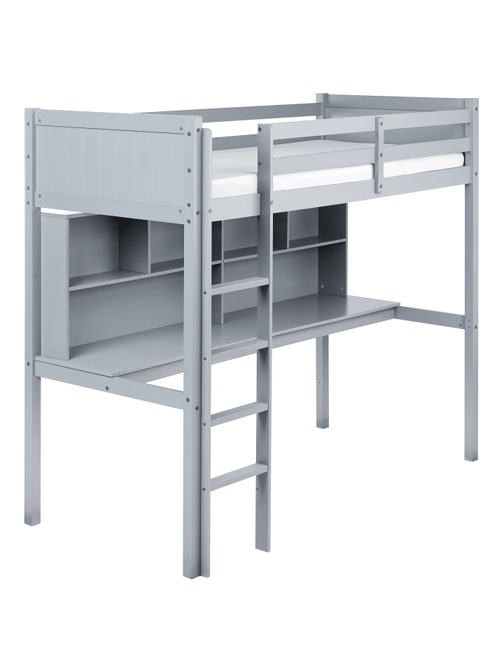 Beliani Hochbett FOUCAMONT in Grau - (W) 104 x (H) 180 x (L) 209 cm günstig kaufen onesize
