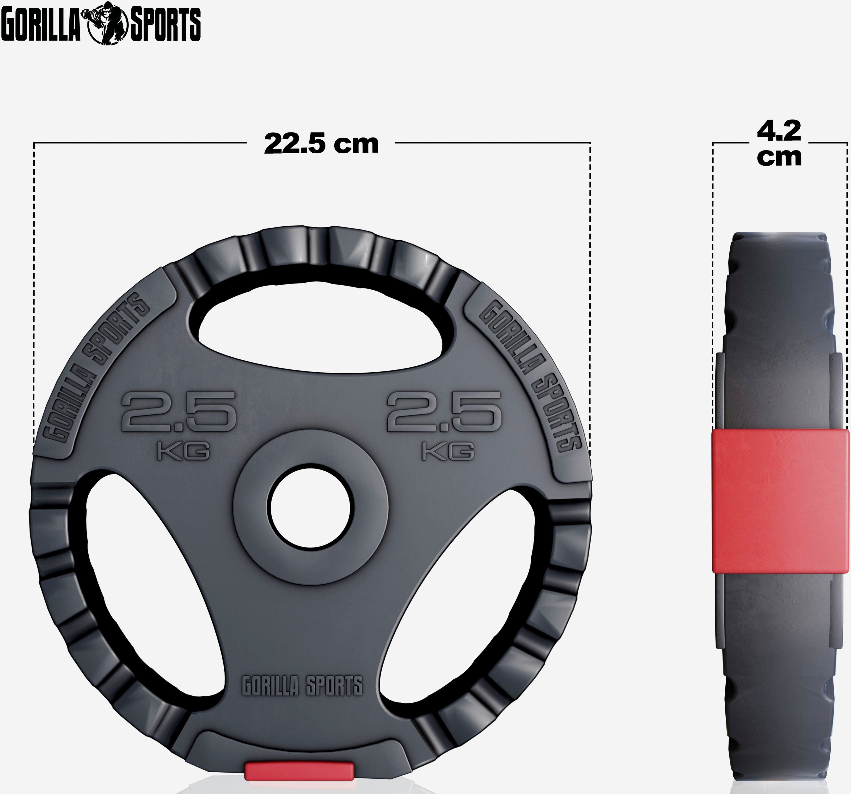 GORILLA SPORTS Hantelscheiben 27,5 kg - 2 x 1,24 kg; 2 x 2,5 kg; 4 x 5 kg, 27,5 kg, (Set, 8-tlg)
