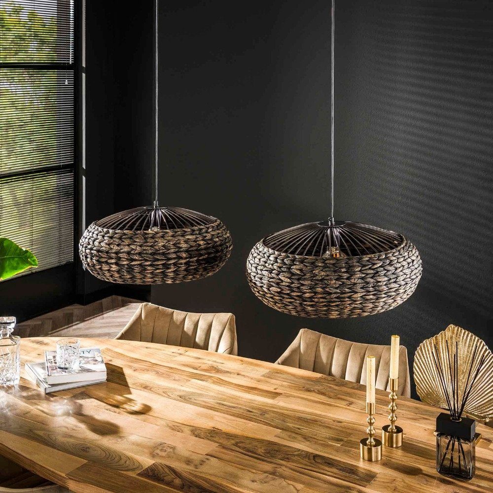 famlights Hängeleuchte, Pendelleuchte Karla in Schwarz und Nickel aus Wasserhyazinthe E27, keine Angabe, Leuchtmittel enthalten: Nein, warmweiss, Hängeleuchte, Pendellampe, Pendelleuchte