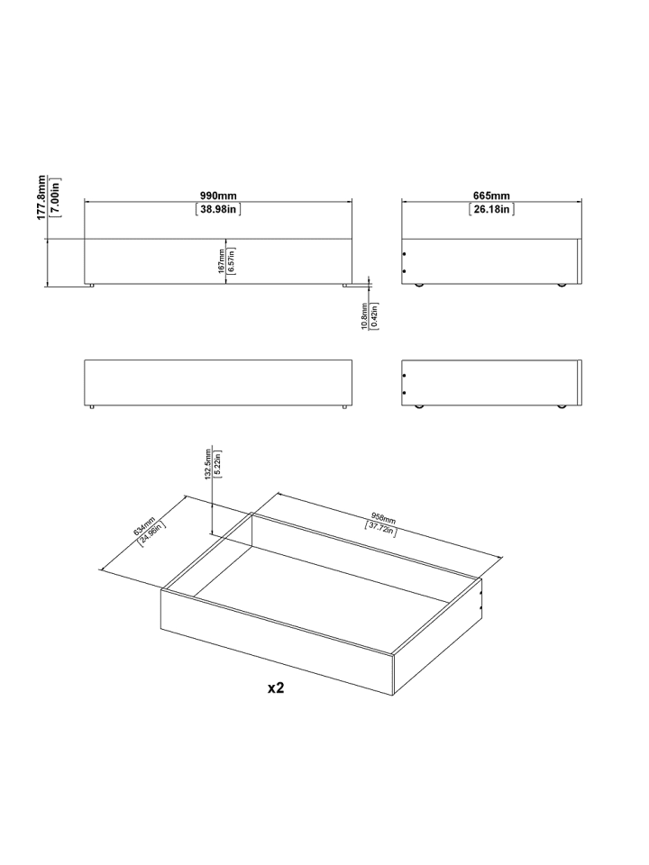 ebuy24 Bett Nada Beton Dekor 99 x 67 cm günstig kaufen onesize