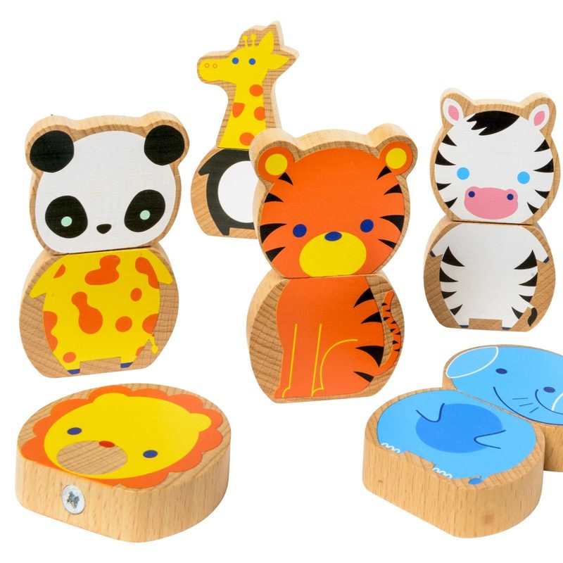 8 animaux de la jungle magnétiques en bois Oxybul