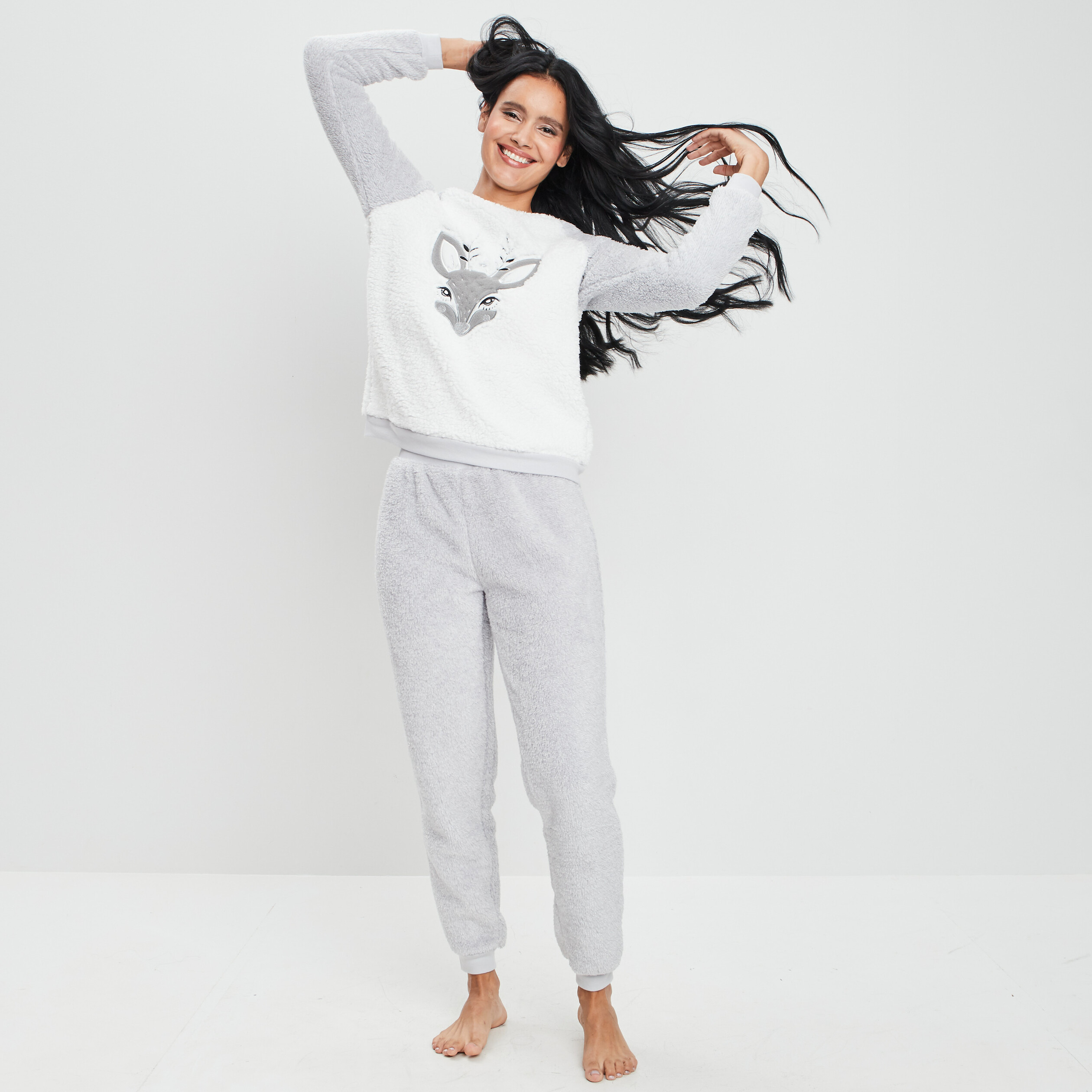 Ensemble pyjama 2 pièces gris femme | La Halle