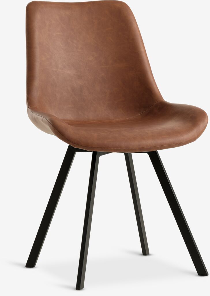 HYGUM swivel dining chair made of eco-leather in cognac/black