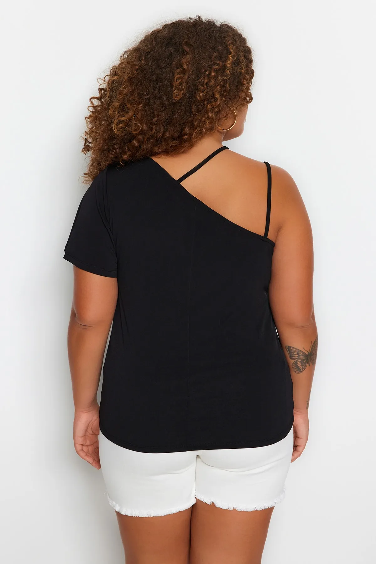 Trendyol Curve  Schwarze einärmelige Strickbluse TBBSS23AF00044