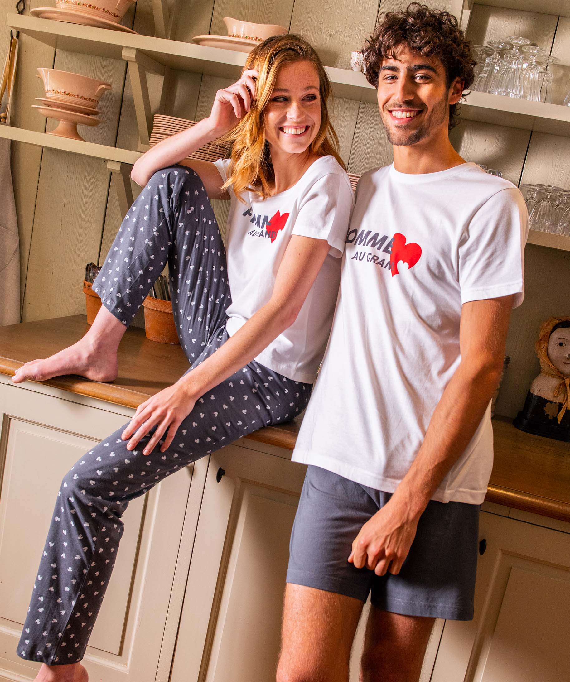 Pyjashort homme mix&match imprimé cur blanc | GEMO