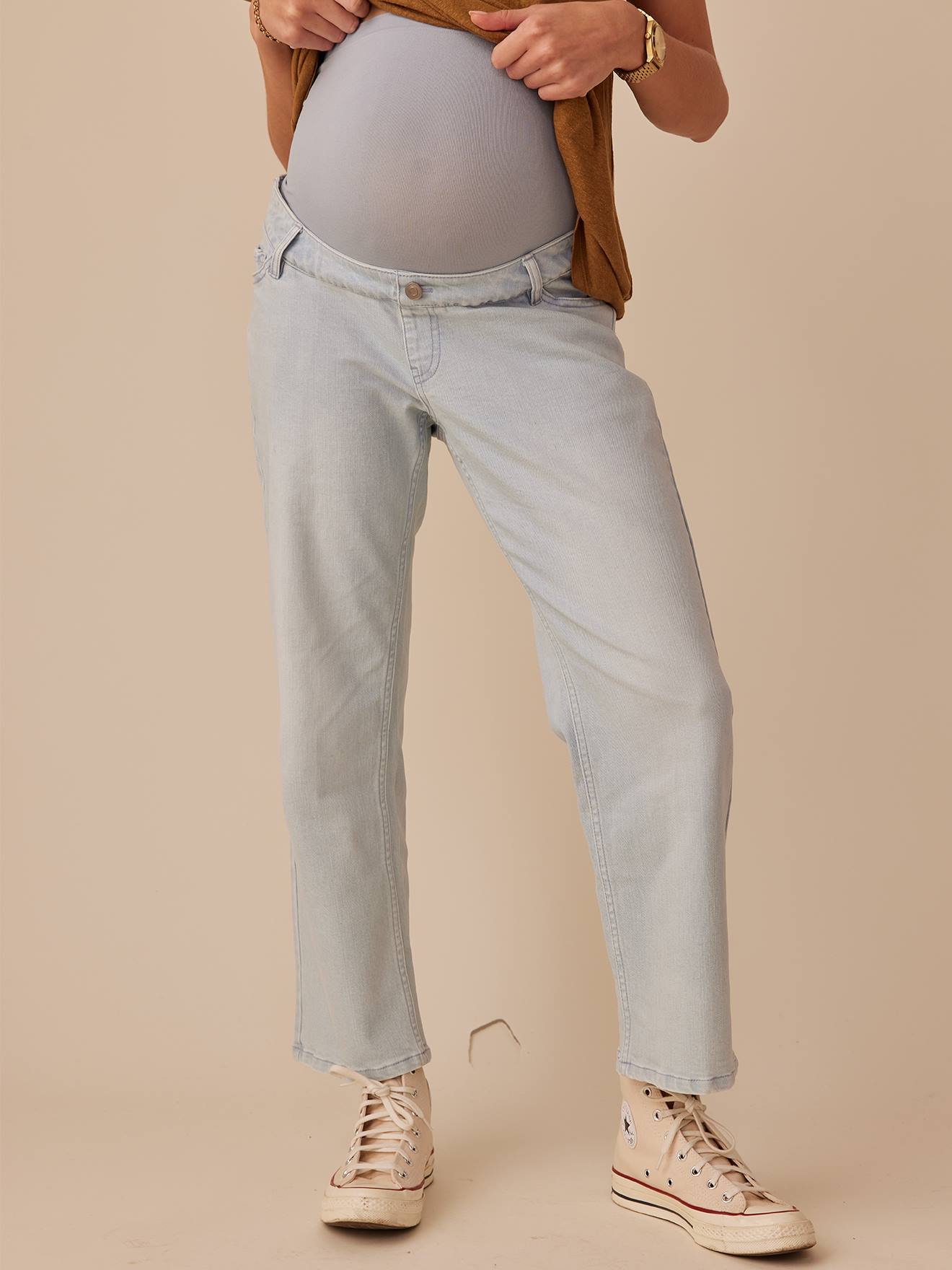 Envie de Fraise Gerade Umstandsjeans mit Seamless-Bund ENVIE DE FRAISE Oeko-Tex - gebleicht