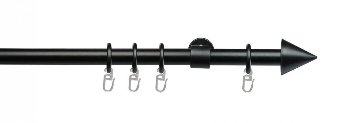 Bella Casa Stilgarnitur Gardinenstange 1-läufig, Kegel 20 mm Ø, 160 cm, schwarz
