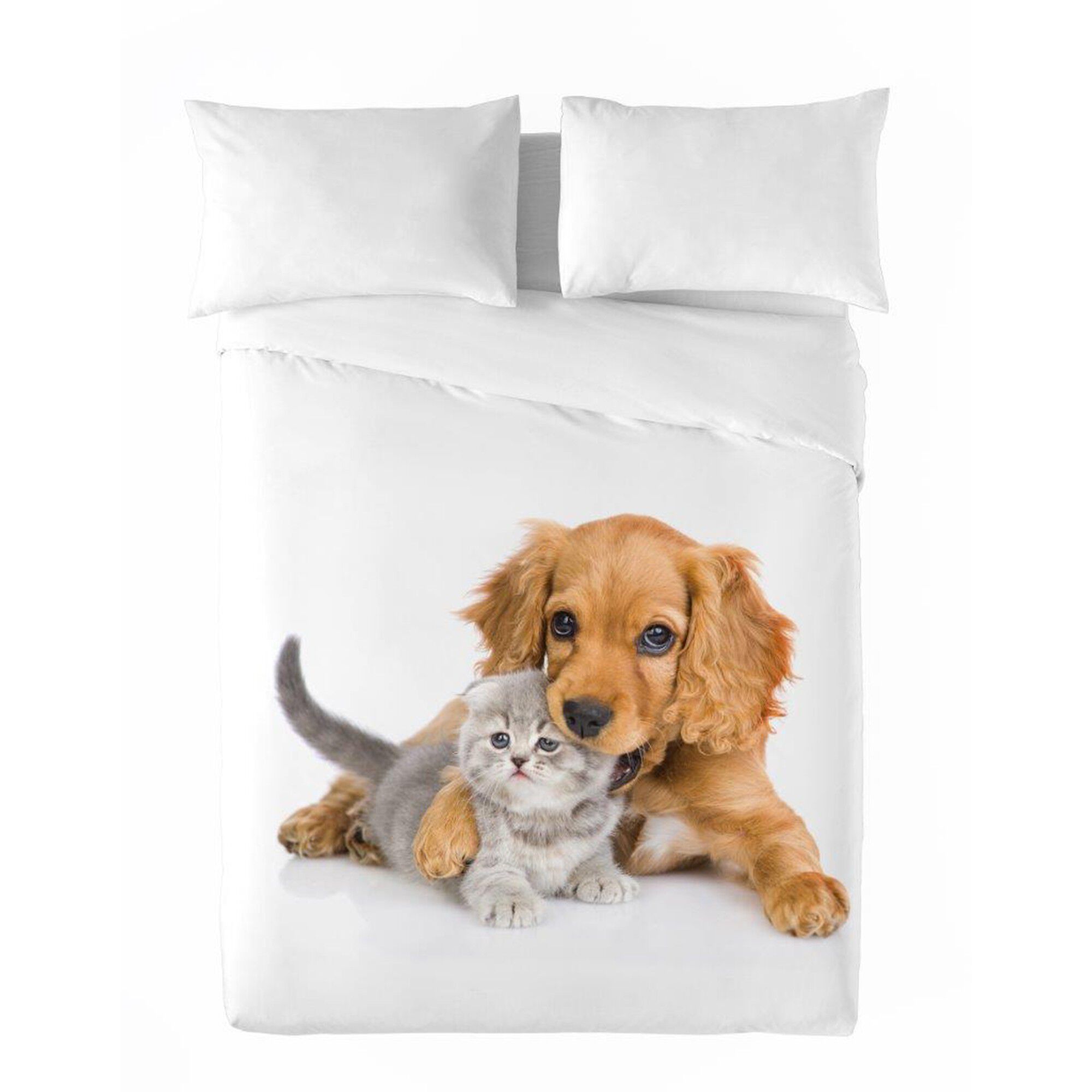 Couette microfibre imprimée chat et chien 200 g/m²