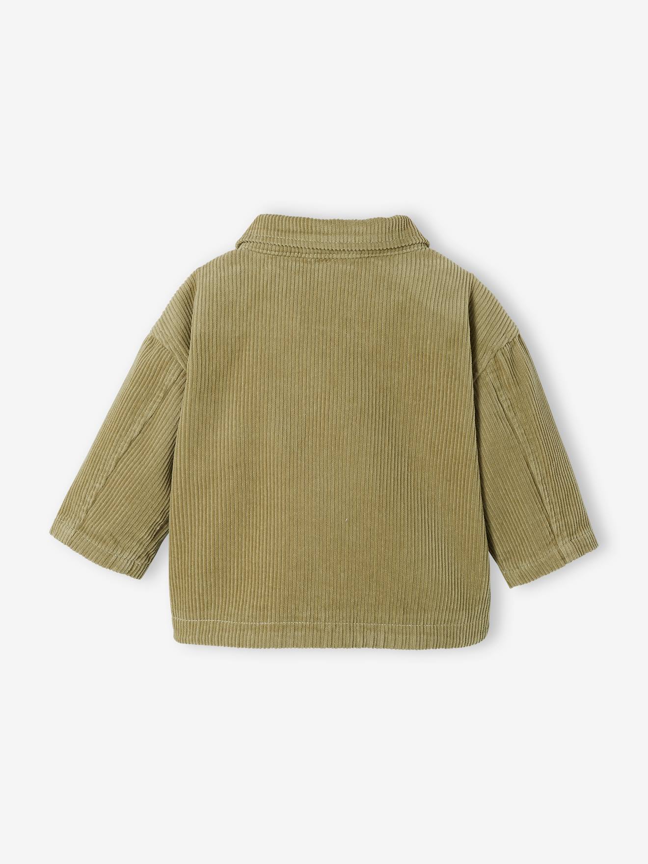 Chemise en velours côtelé bébé vert de gris