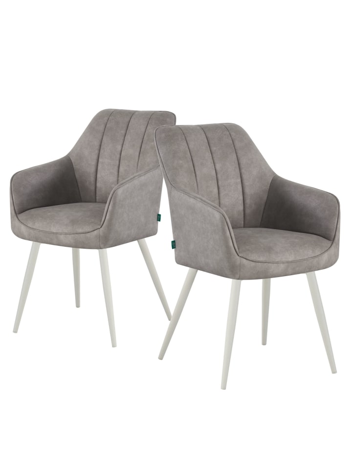 DUBI Möbel 2er-Set: Drehstuhl THOMAS-SANA in Wildleder-Grau - (B)57 x (H)85 x  (T)62 cm günstig kaufen onesize
