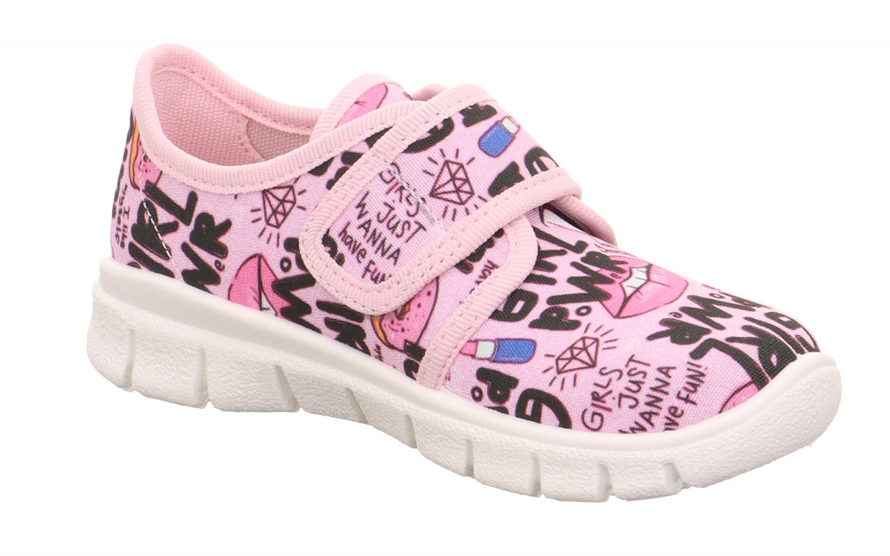 BOBBY - Rosa/Mehrfarbig Hausschuh mit Klettverschluss