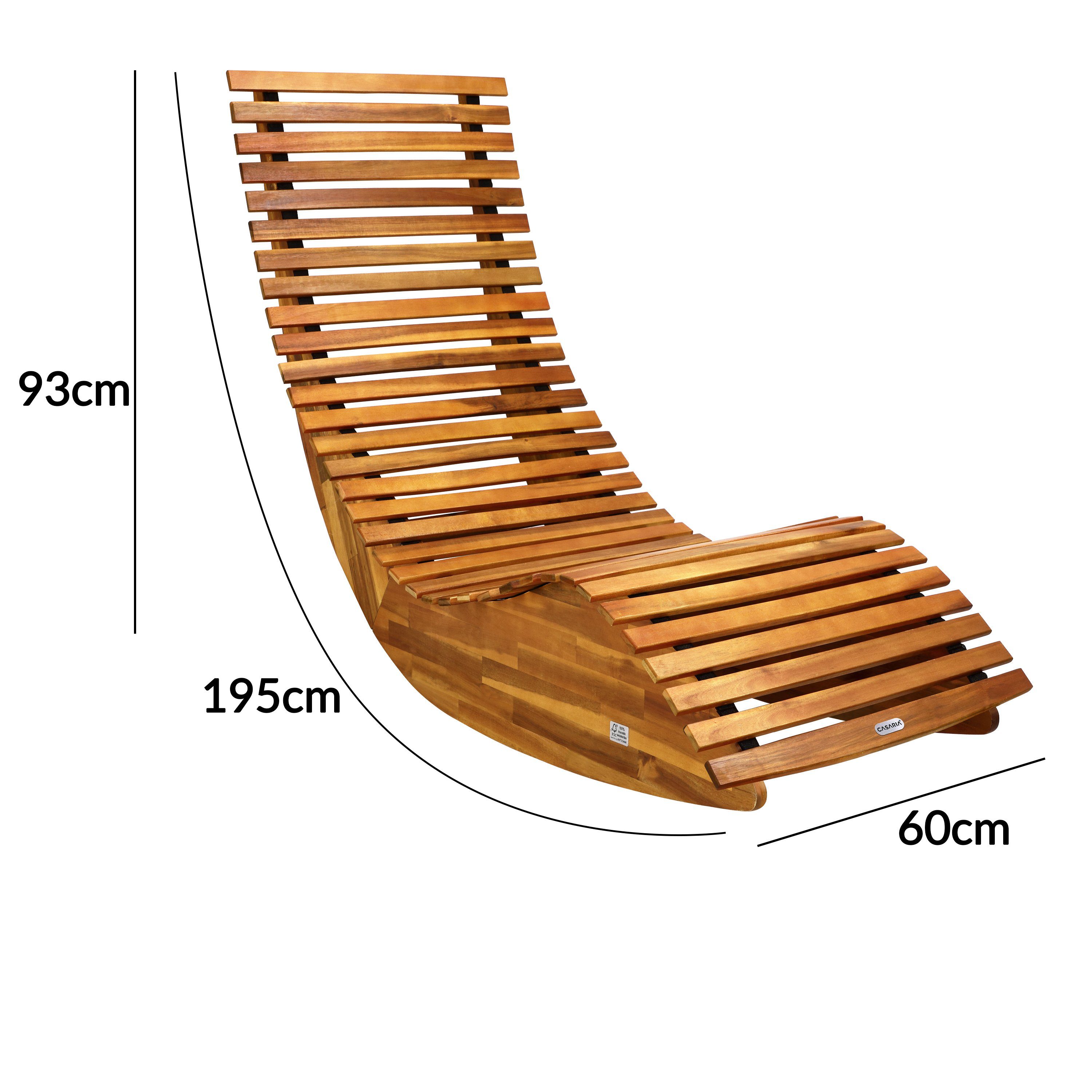 Casaria Gartenliege Braun, 2 St., Holz Wetterfest Ergonomisch Schaukelfunktion FSC®-zertifiziert Akazie