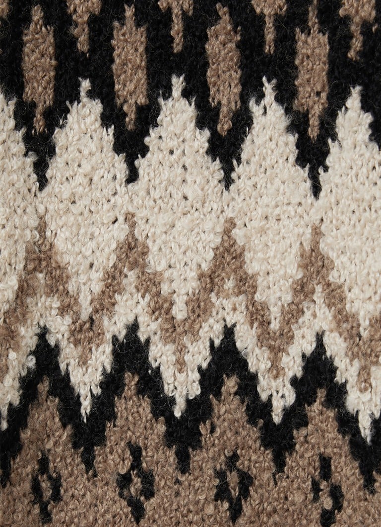 Bobbi Reisepullover aus grob gestricktem Wollmischgewebe mit Print