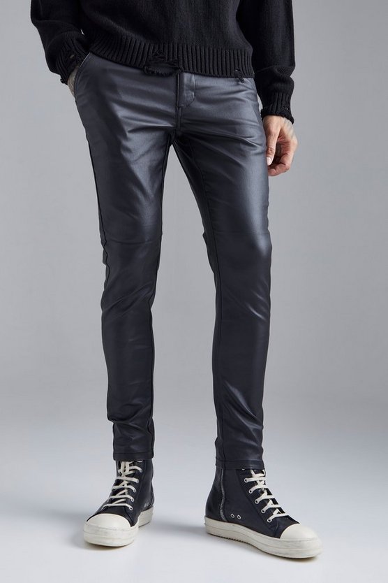 Beschichtete Skinny Twill-Hose