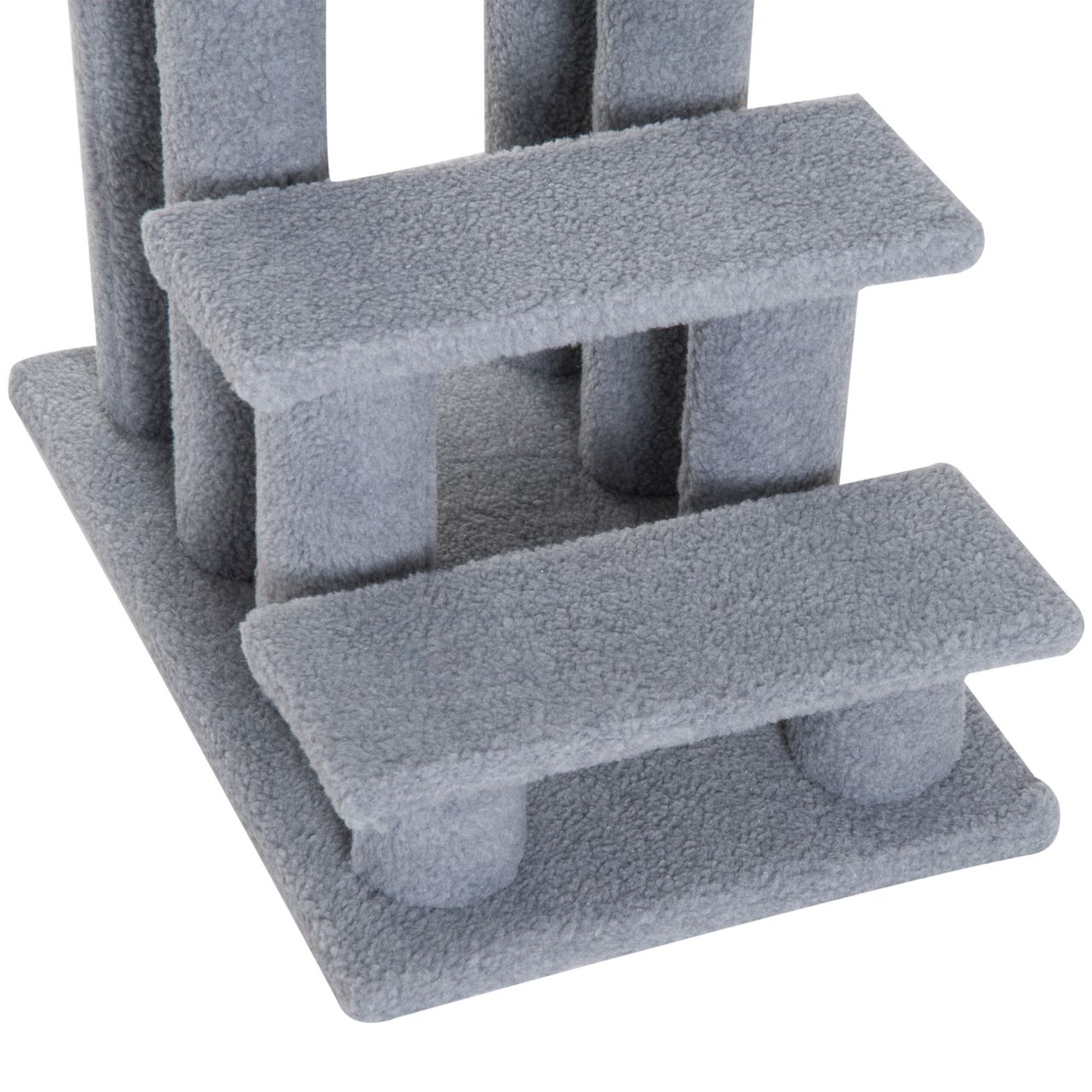 PawHut Tiertreppe Katzentreppe Hundetreppe Treppe für Katze und Hunde 4 Stufen Beige/Grau 63,5x43x60cm