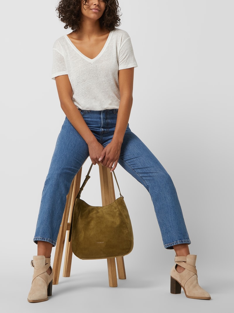 Hobo Bag aus Leder Modell 'Lea' in olivgrün