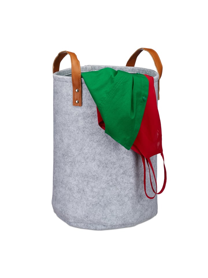 relaxdays Wäschekorb in Grau - (H)45 x Ø30 cm günstig kaufen onesize