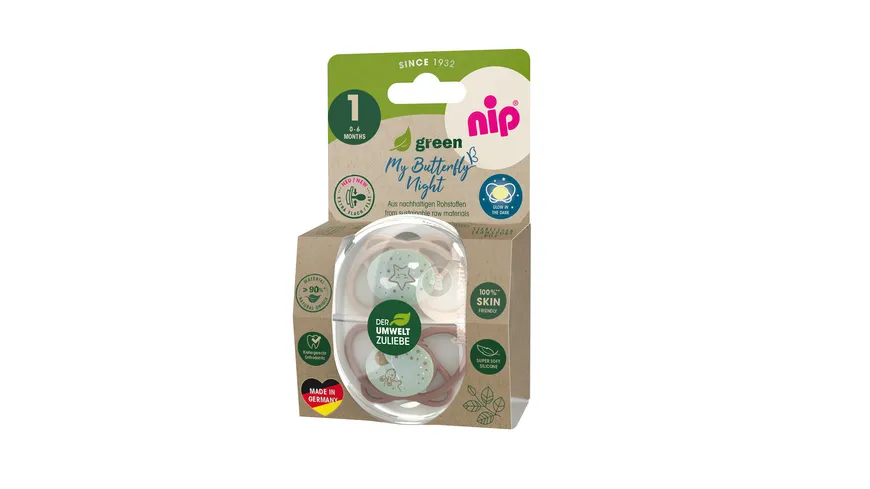 nip®Schnuller My Butterfly Night Green Silikon Größe 1 (0-6 Monate)