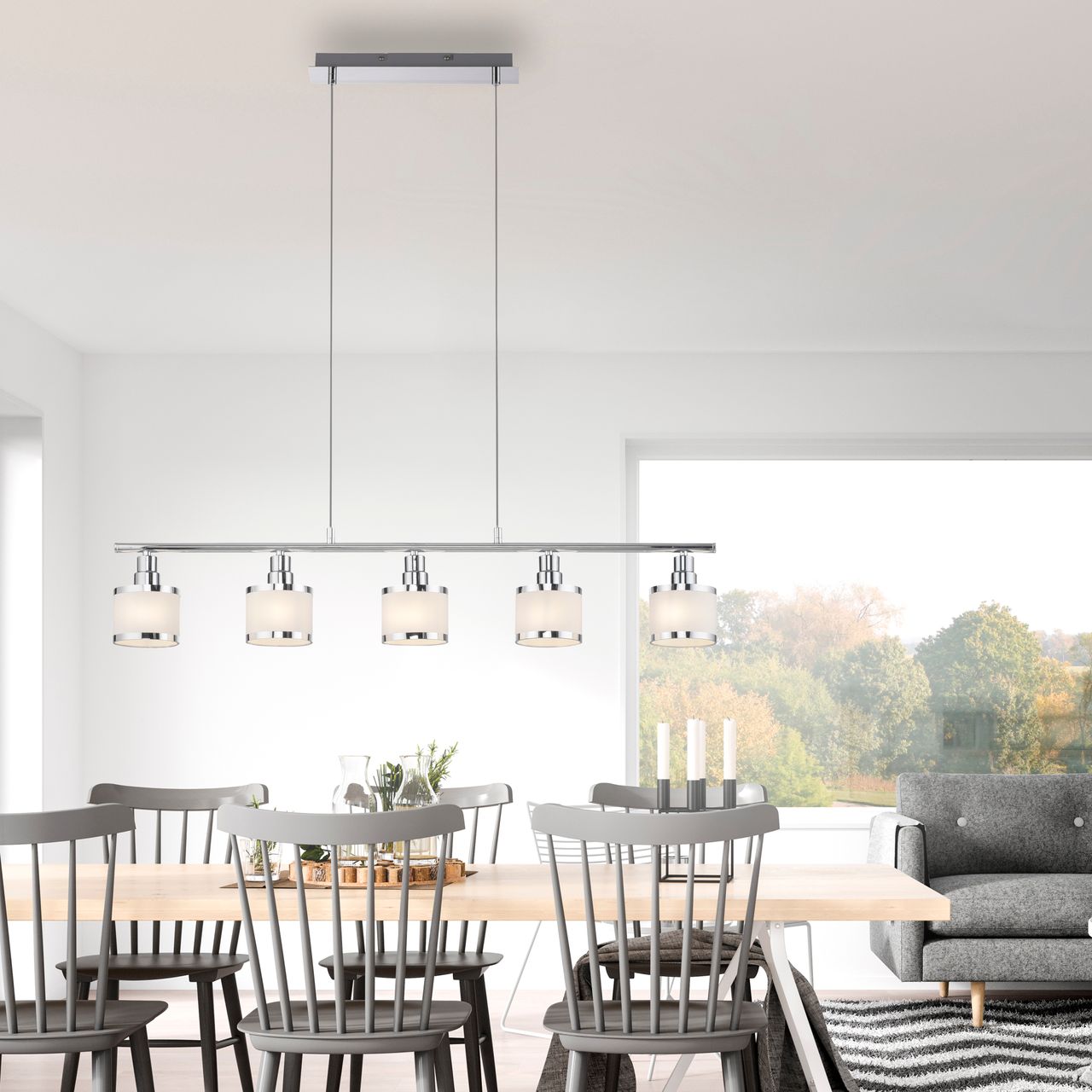 JUST LIGHT LeuchtenDirekt Pendelleuchte ACCOR,  5xE14 max. 25 W, Innenleuchte, IP20